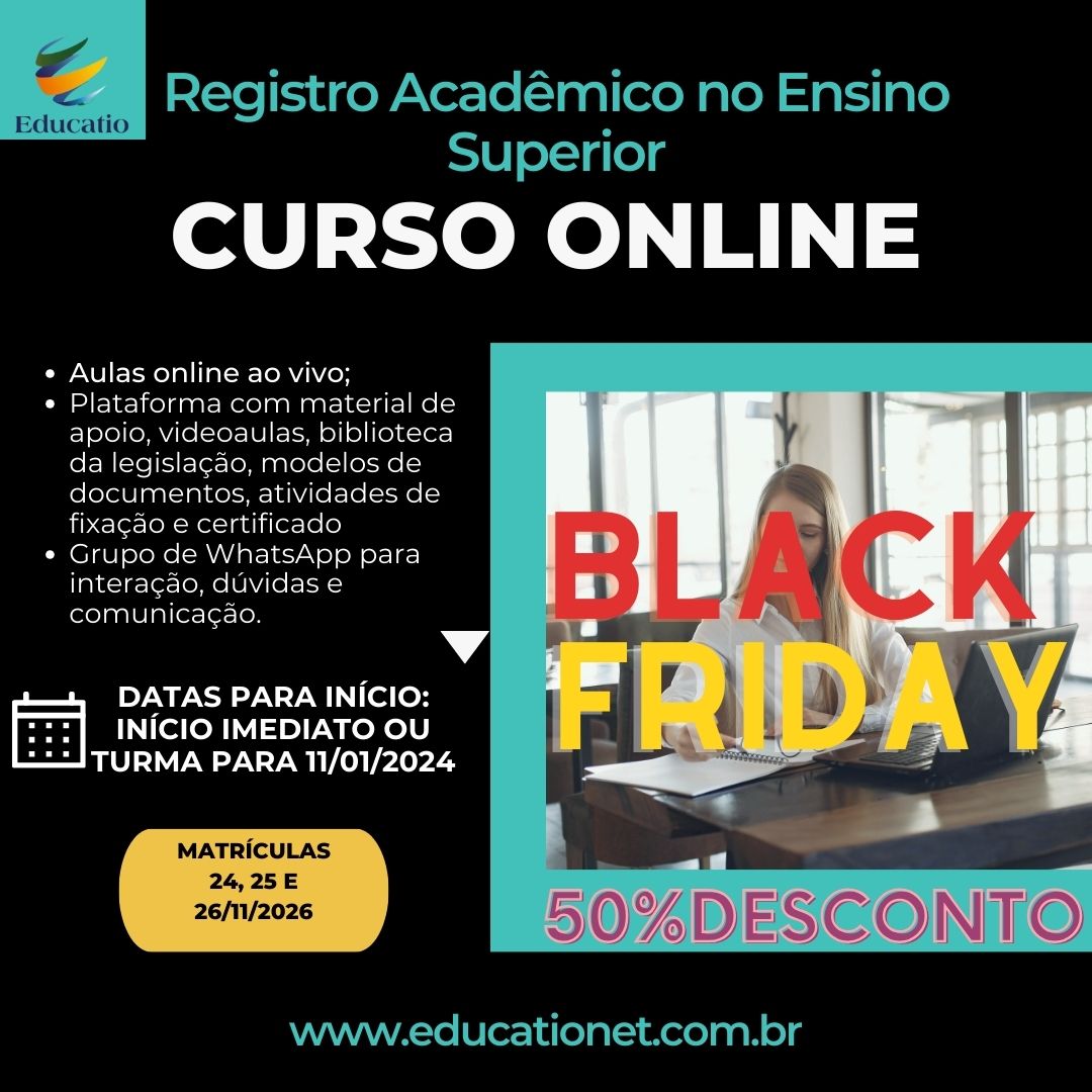 Black Friday - Curso Registro Acadêmico no Ensino Superior
